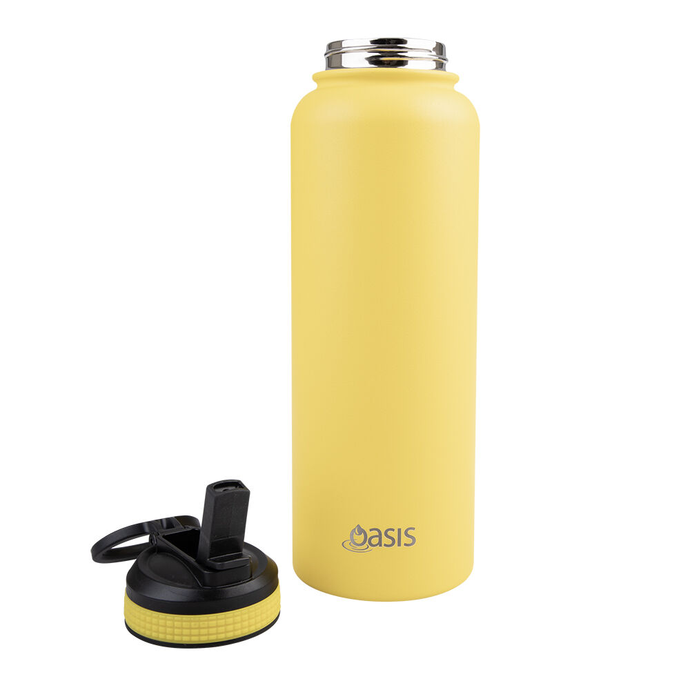 Oasis 1.1L Neon Yellow Stainless Steel Insulated Challenger Sports Bottle — image 3