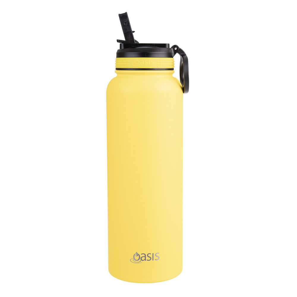 Oasis 1.1L Neon Yellow Stainless Steel Insulated Challenger Sports Bottle — image 2