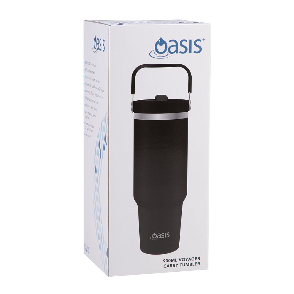 Oasis 900ml Black Stainless Steel Double Wall Insulated Voyager Carry Tumbler — image 5