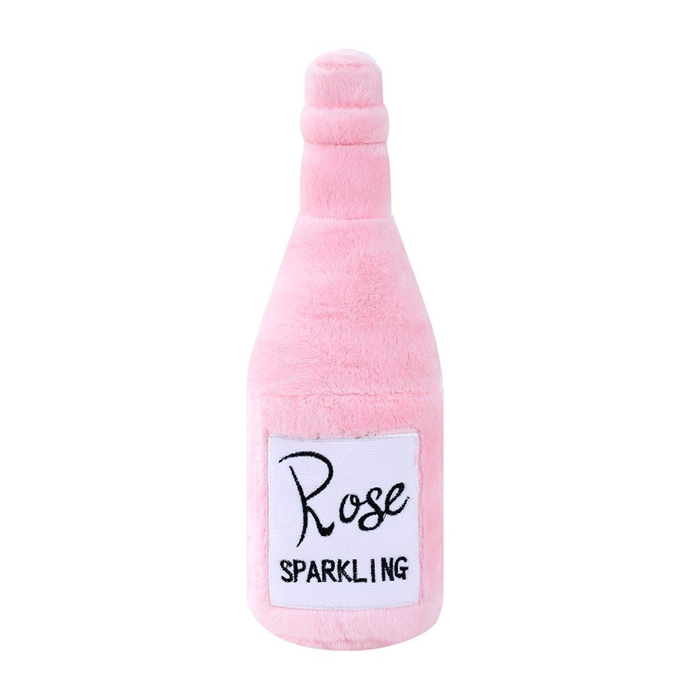 Paws and Claws Pet/Dog 31x10cm Rose Bottle Shop Soft Plush w/ Squeaker Toy Pink (2 Pack) — image 3
