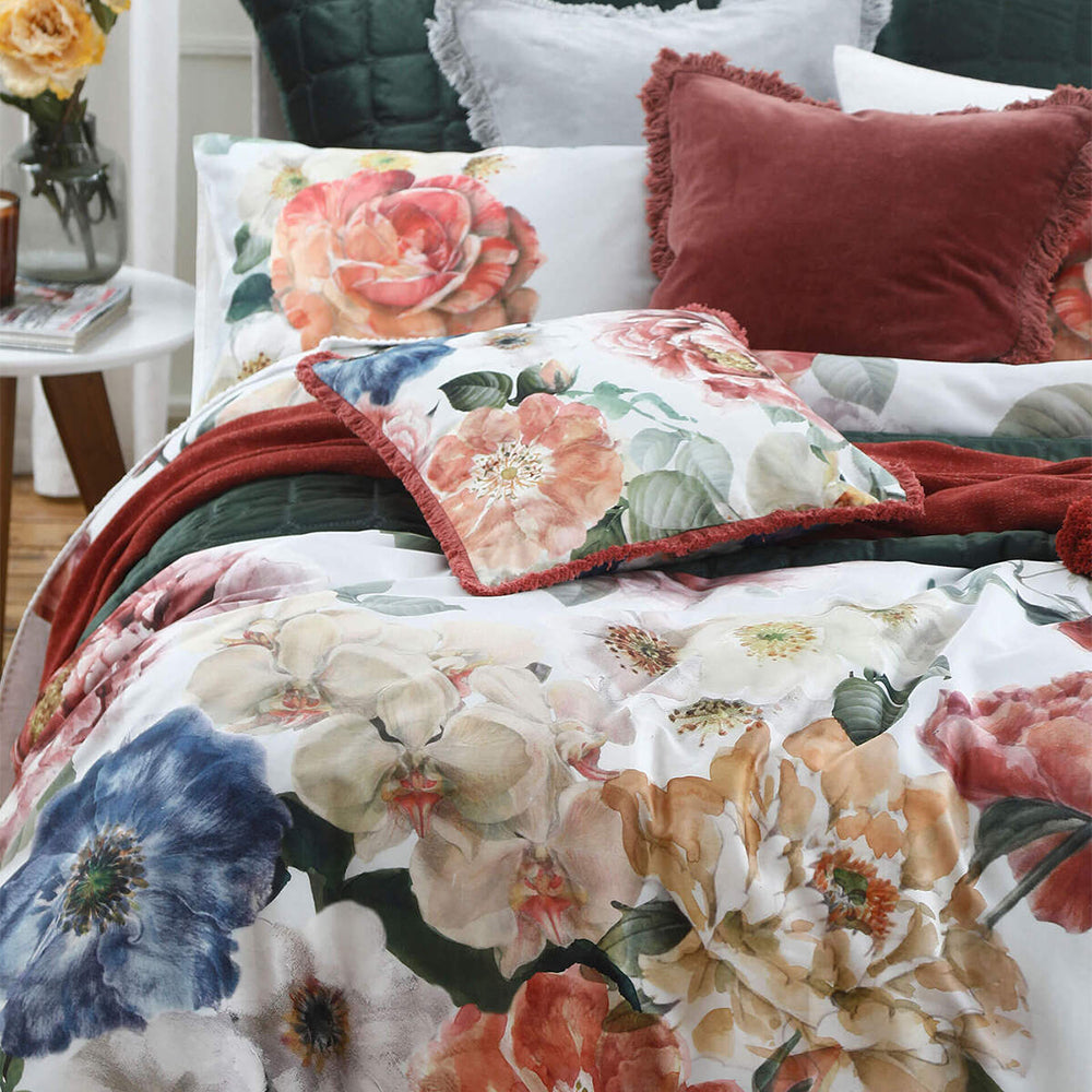 MM Linen Blooming Super King Bed 300 TC Cotton Sateen Quilt Cover Set 270x240cm — image 2