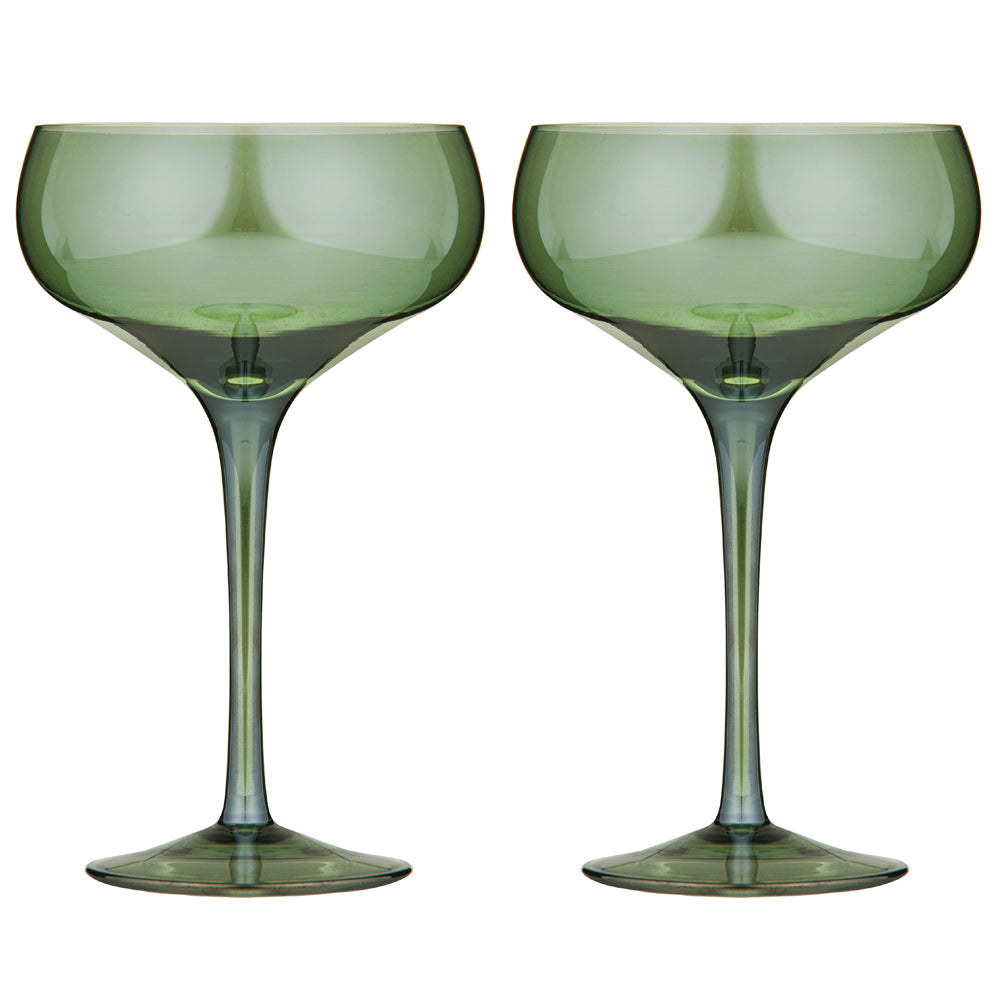 Tempa Verity Drinking Crystal Stemware Coupe Glass Home/Barware Set Fern (2 Pieces)