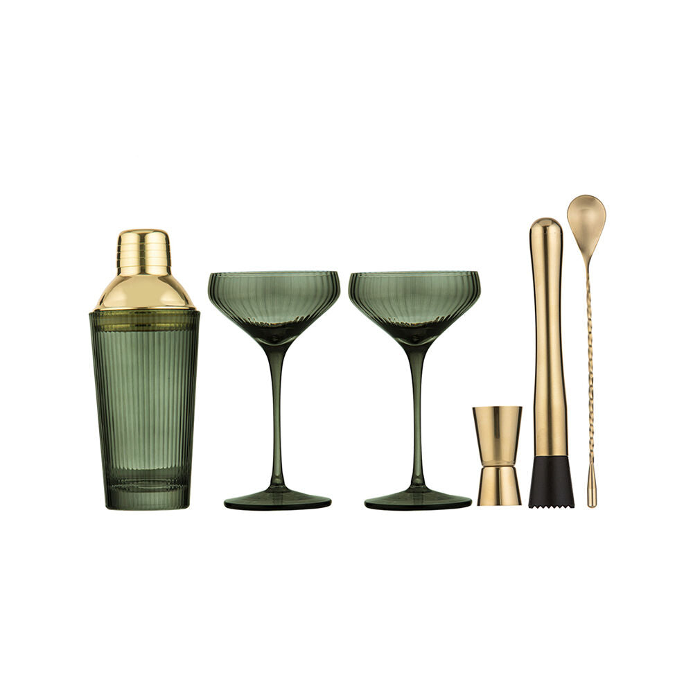 Tempa Sage Green Cyrus Ultimate Thin Ribbed Cocktail Drink Making Set