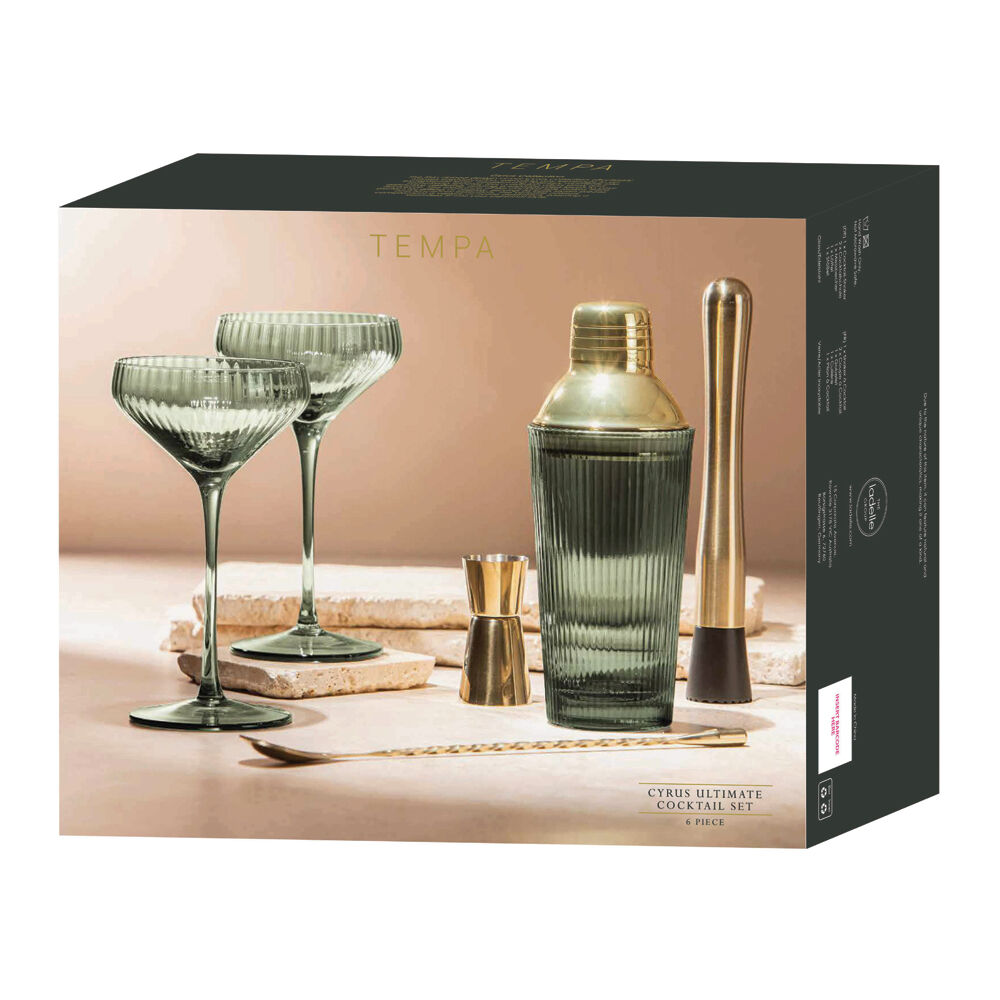 Tempa Sage Green Cyrus Ultimate Thin Ribbed Cocktail Drink Making Set — image 3