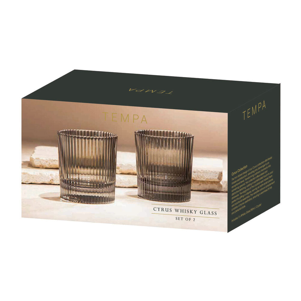 Tempa Cyrus Thin Ribbed Whisky Drinking Glasses Set (2 Pieces) — image 3