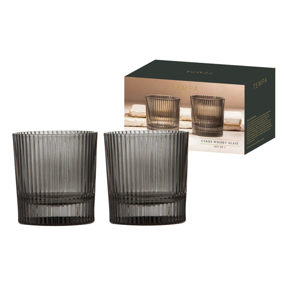 Tempa Cyrus Thin Ribbed Whisky Drinking Glasses Set (2 Pieces) — image 2
