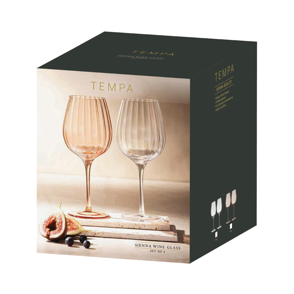Tempa Sienna Rippled Wine Drinking Glasses Set 22cm Clear (4 Pieces) — image 3