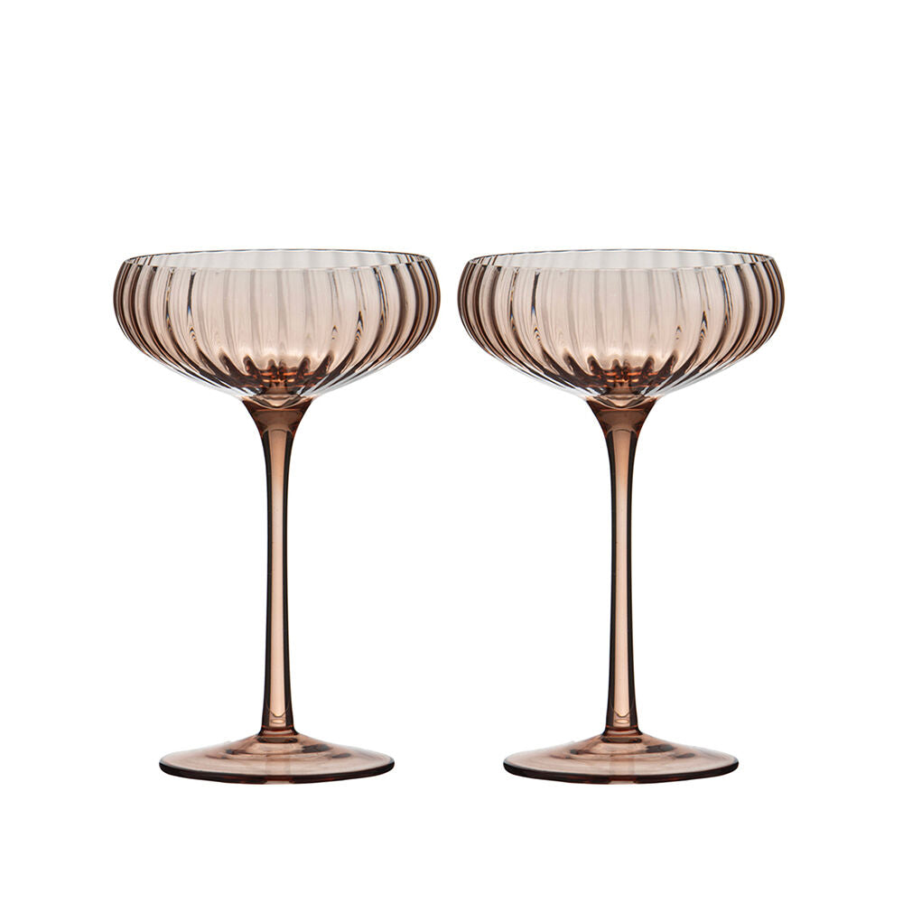 Tempa Sienna Rippled Cocktail Drinking Glasses Set 16.5cm Blush Pink (4 Pieces)