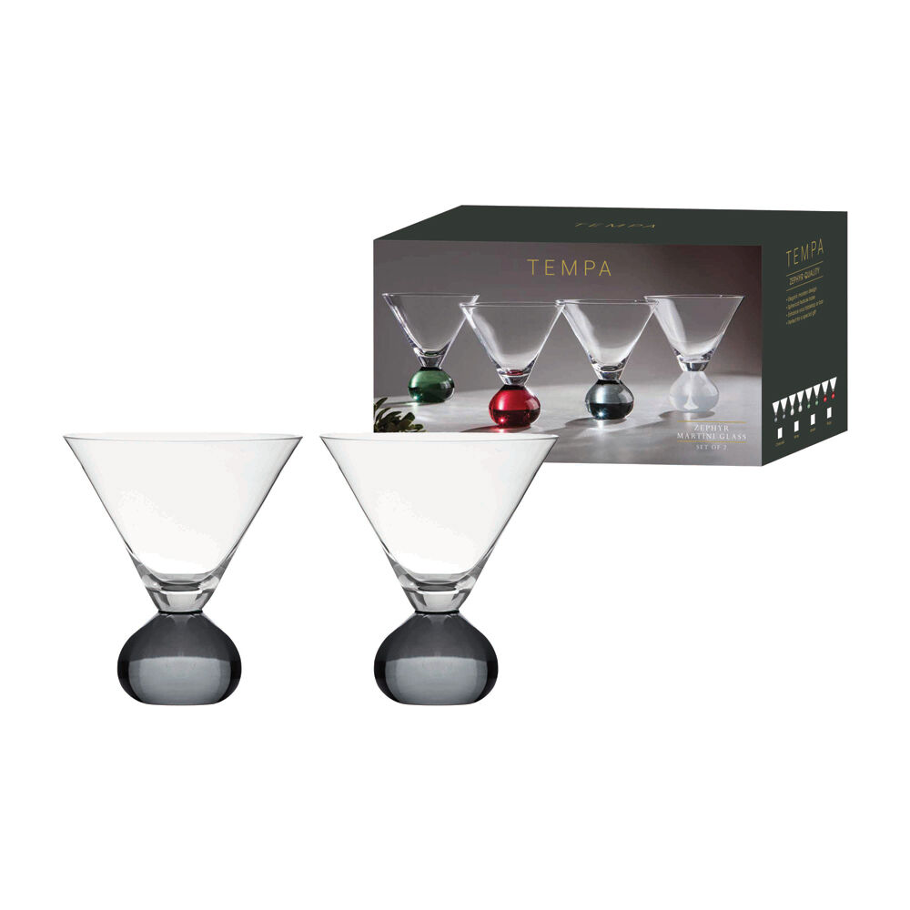 Tempa Zephyr Spherical Martini Drinking Glasses Set 12cm Charcoal (2 Pieces) — image 2