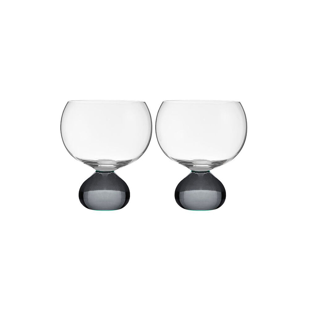 Tempa Zephyr Spherical Gin Drinking Glasses Set 12.5cm Charcoal (2 Pieces)