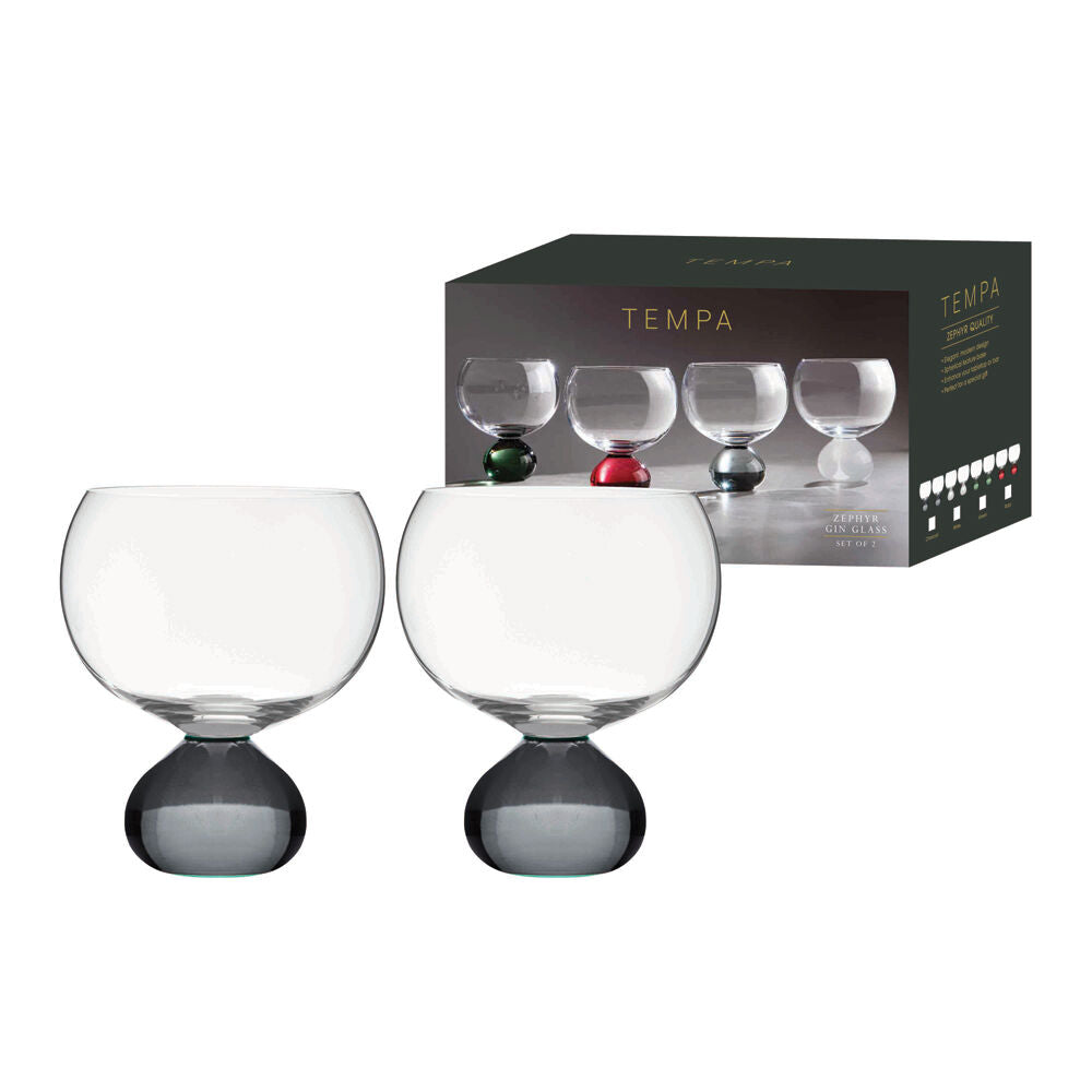 Tempa Zephyr Spherical Gin Drinking Glasses Set 12.5cm Charcoal (2 Pieces) — image 2