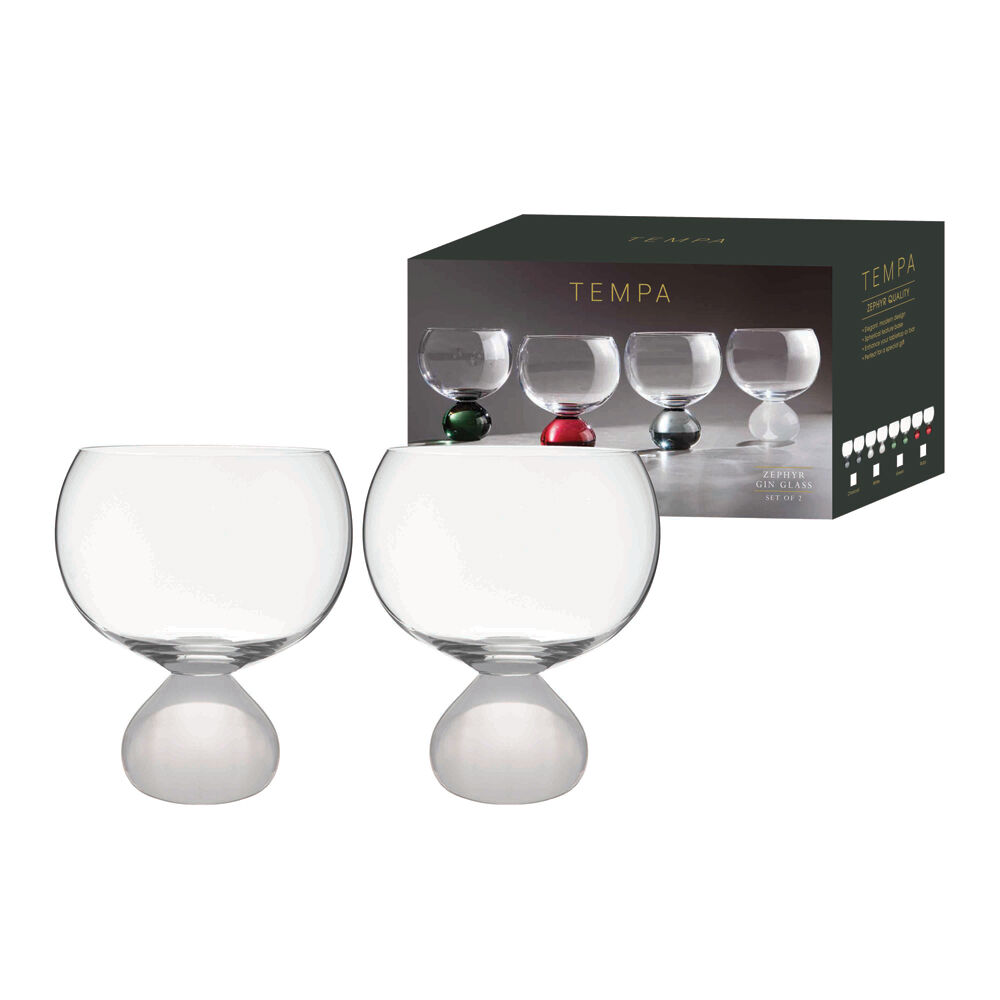 Tempa Zephyr Spherical Gin Drinking Glasses Set 12.5cm White (2 Pieces) — image 2