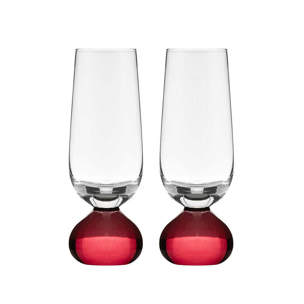 Tempa Zephyr Spherical Champagne Flute Drinking Glasses Set 17cm Ruby Red (2 Pieces)
