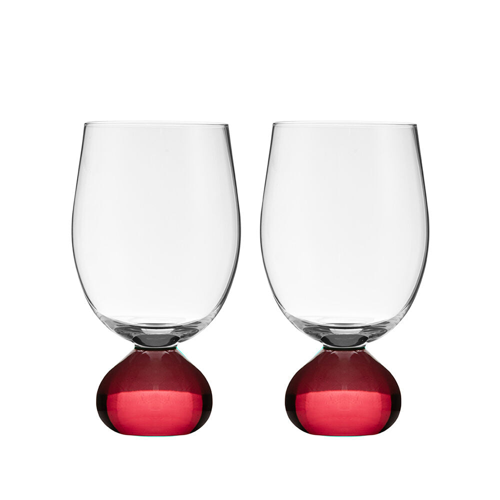 Tempa Zephyr Spherical Wine Drinking Glasses Set 16cm Ruby Red (2 Pieces)