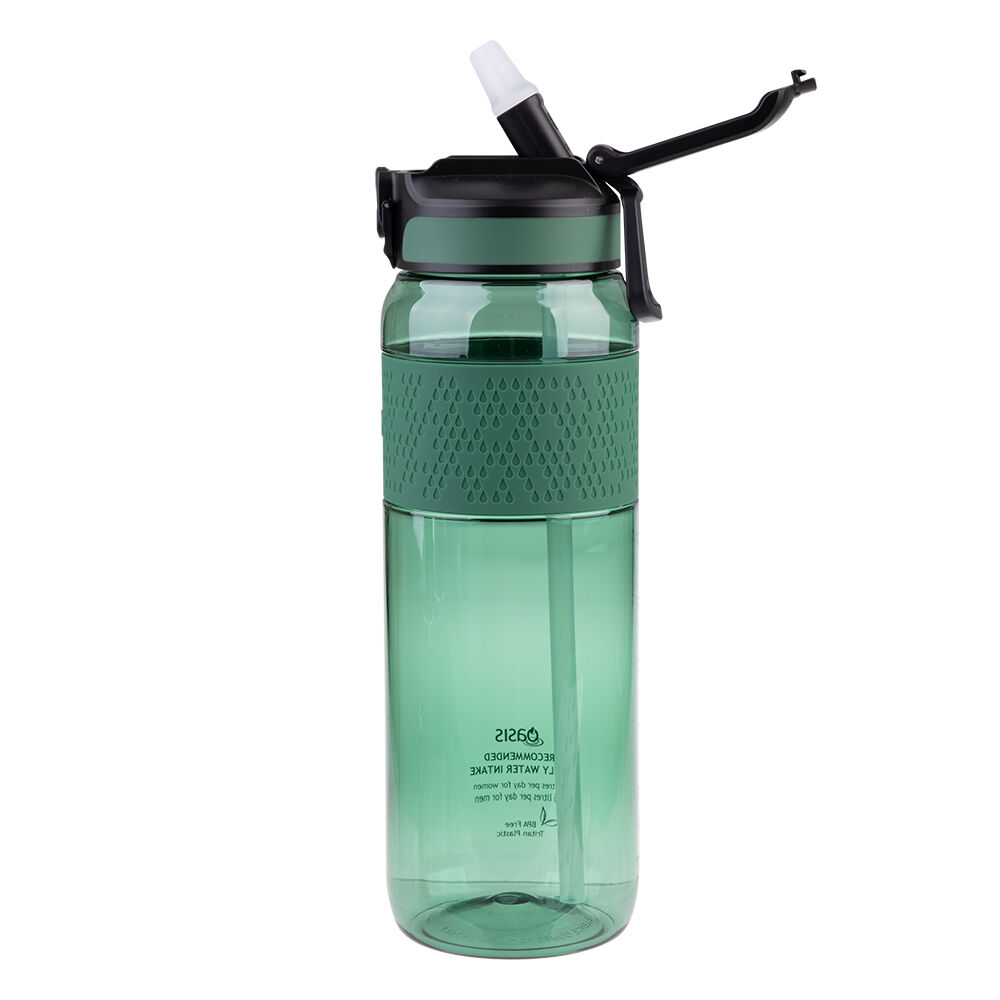 Oasis 1L Forest Green Tritan Sports Water Drinking Bottle w/ Sipper Straw — image 3