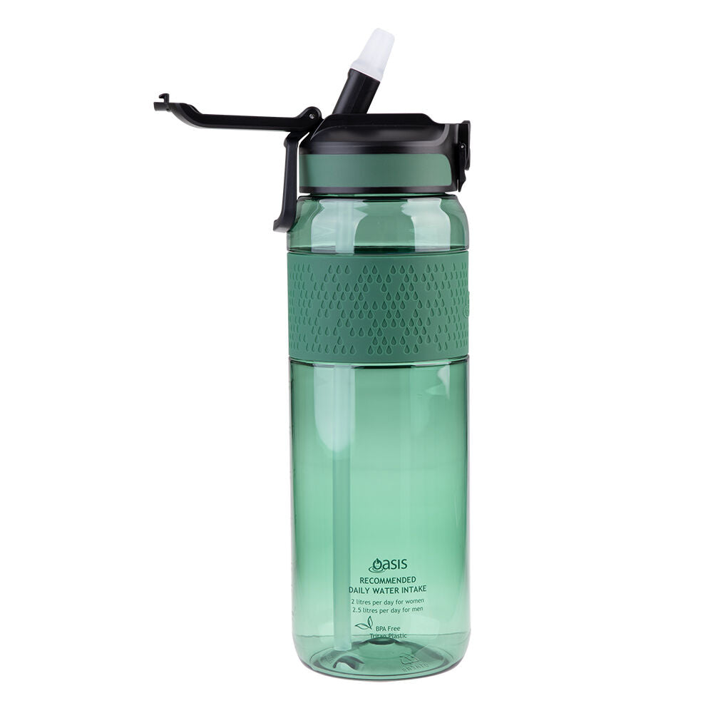 Oasis 1L Forest Green Tritan Sports Water Drinking Bottle w/ Sipper Straw — image 4