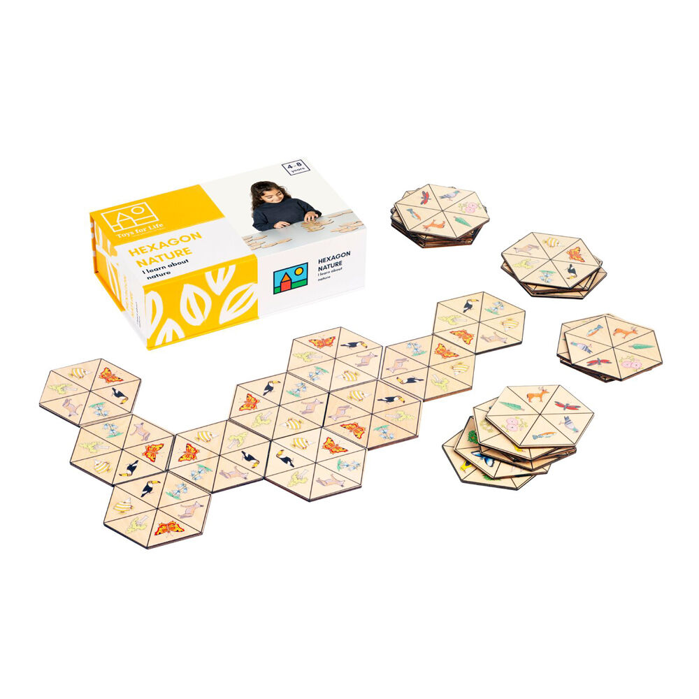 TFL Hexagon Nature Wooden Tile Game Educational Toy Kids/Children - 3y+ (30 Pieces)