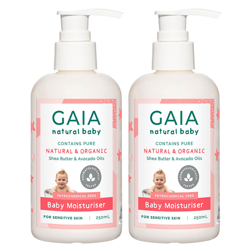 Gaia 250ml Pure/Natural/Organic Moisturiser Baby/Kids/Toddlers Vegan Friendly (2 Pack)