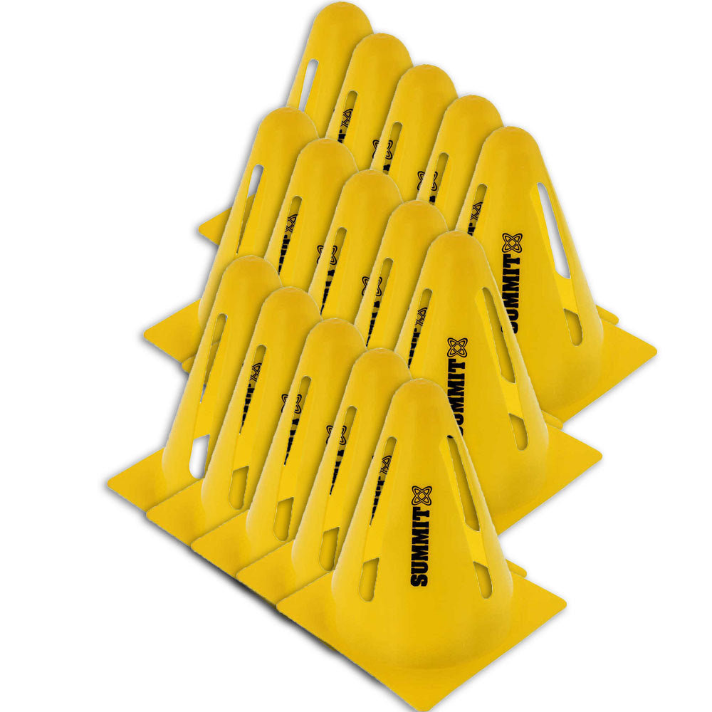 Summit Global Summit Flexi Cones Soccer/Rugby/Fitness/Exercise/Sports/Training Cone Yellow (15 Pack)