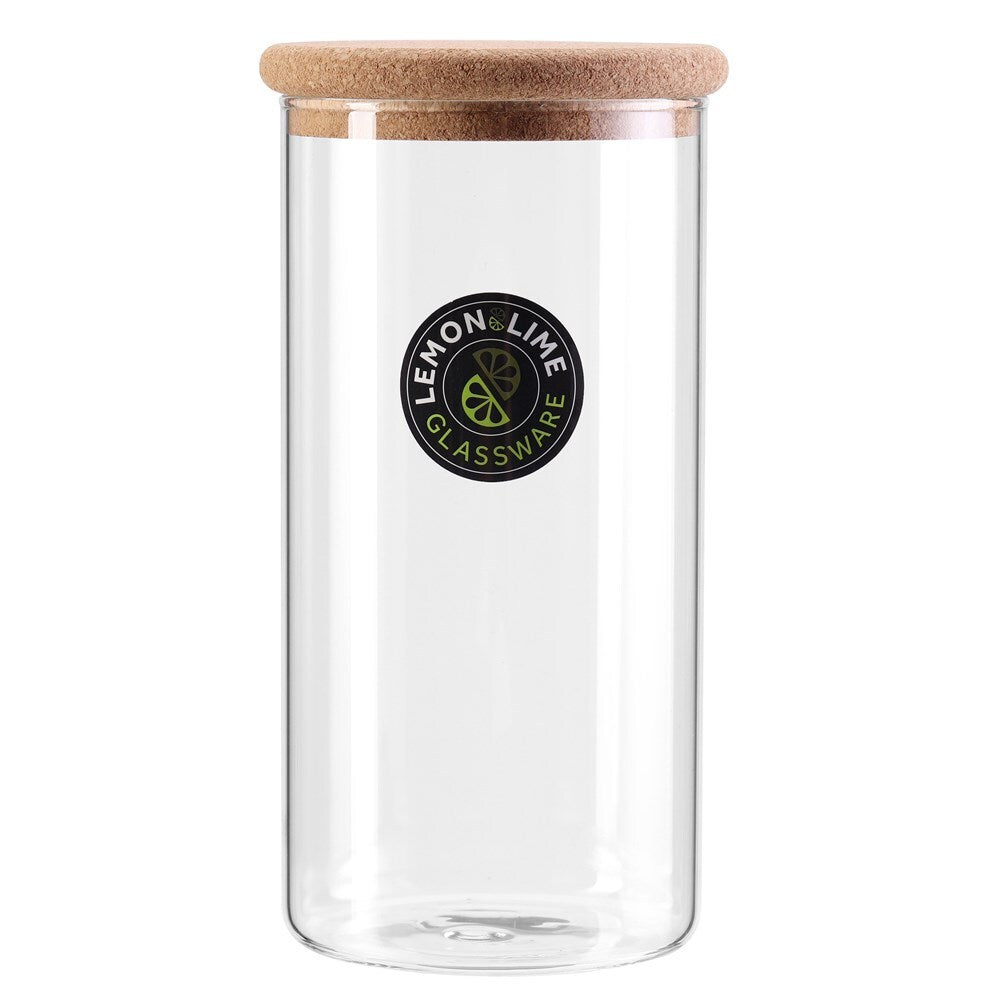 Lemon and Lime Lemon & Lime Stockholm Glass Canister 1.3L Cork Lid Kitchen Storage Container