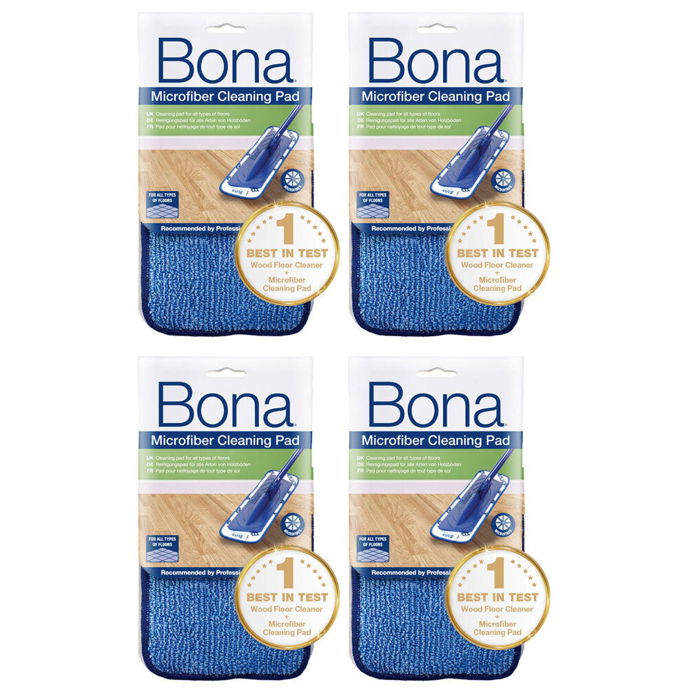 Bona 4PK Microfibre Cleaning Pad Washable Reusable For All Mops