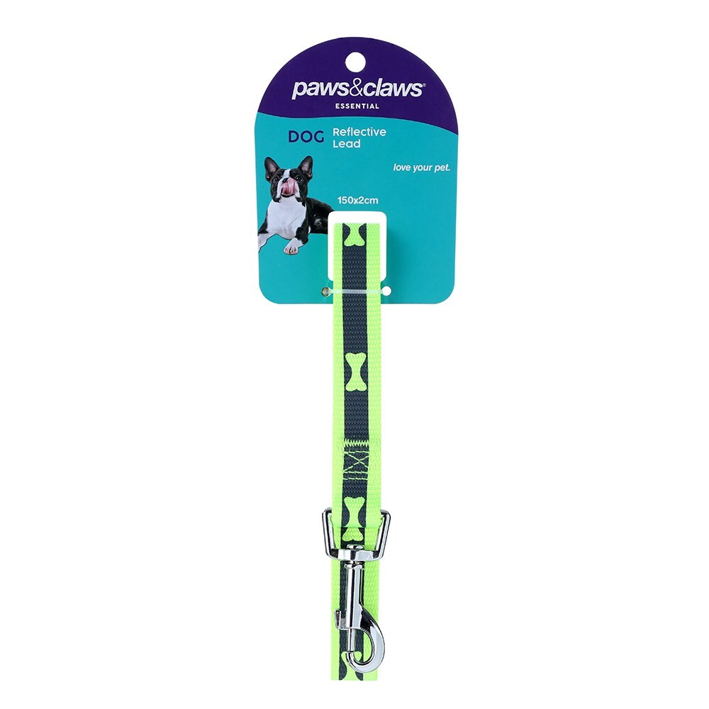Paws and Claws Pet Dog Reflective 150x2cm Neck Collar Strap w/ Bone Print Asst (3 Pack) — image 2