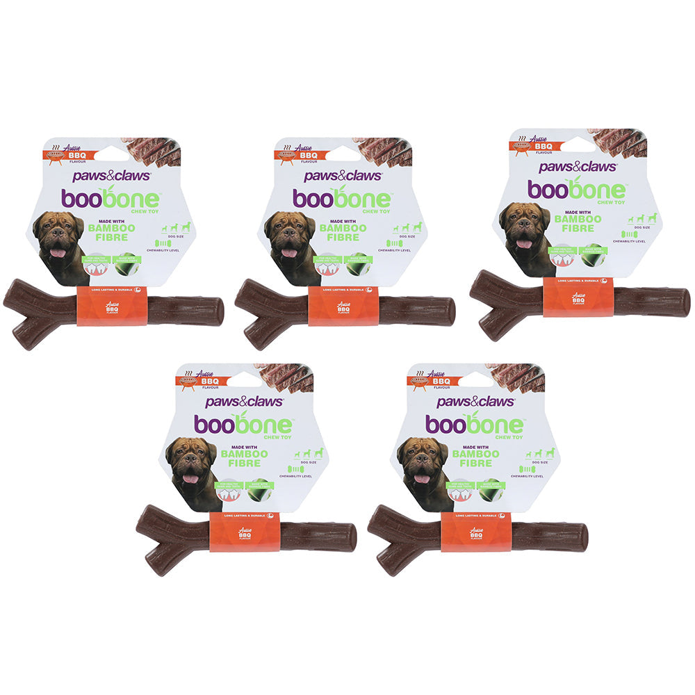 Paws and Claws BooBone 18.5cm Bamboo Fibre Bone Dog Chew Treat/Toy Aussie BBQ (5 Pack)