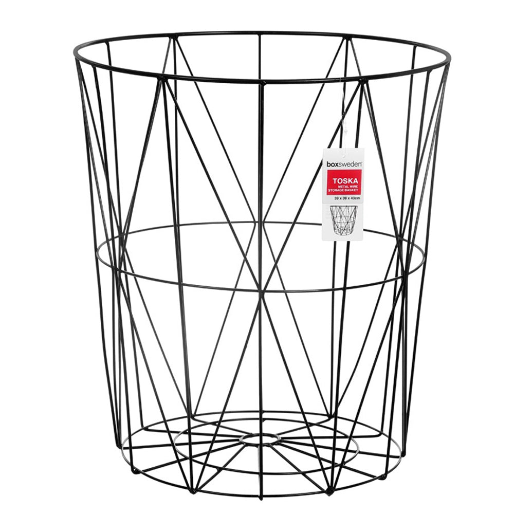 Boxsweden Toska Metal Wire 39x43cm Toys/Cushions Storage Basket/Holder Black (2 Pack) — image 2