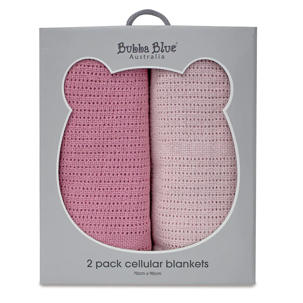 Bubba Blue Nordic Bamboo 70x90cm Soft Cellular Blanket Baby 0-12m Berry/Rose (2 Pack)