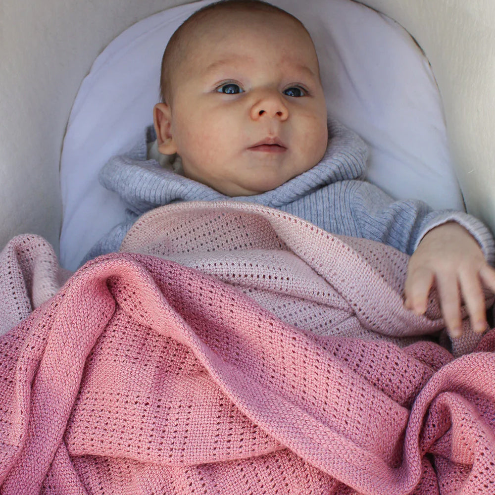 Bubba Blue Nordic Bamboo 70x90cm Soft Cellular Blanket Baby 0-12m Berry/Rose (2 Pack) — image 3