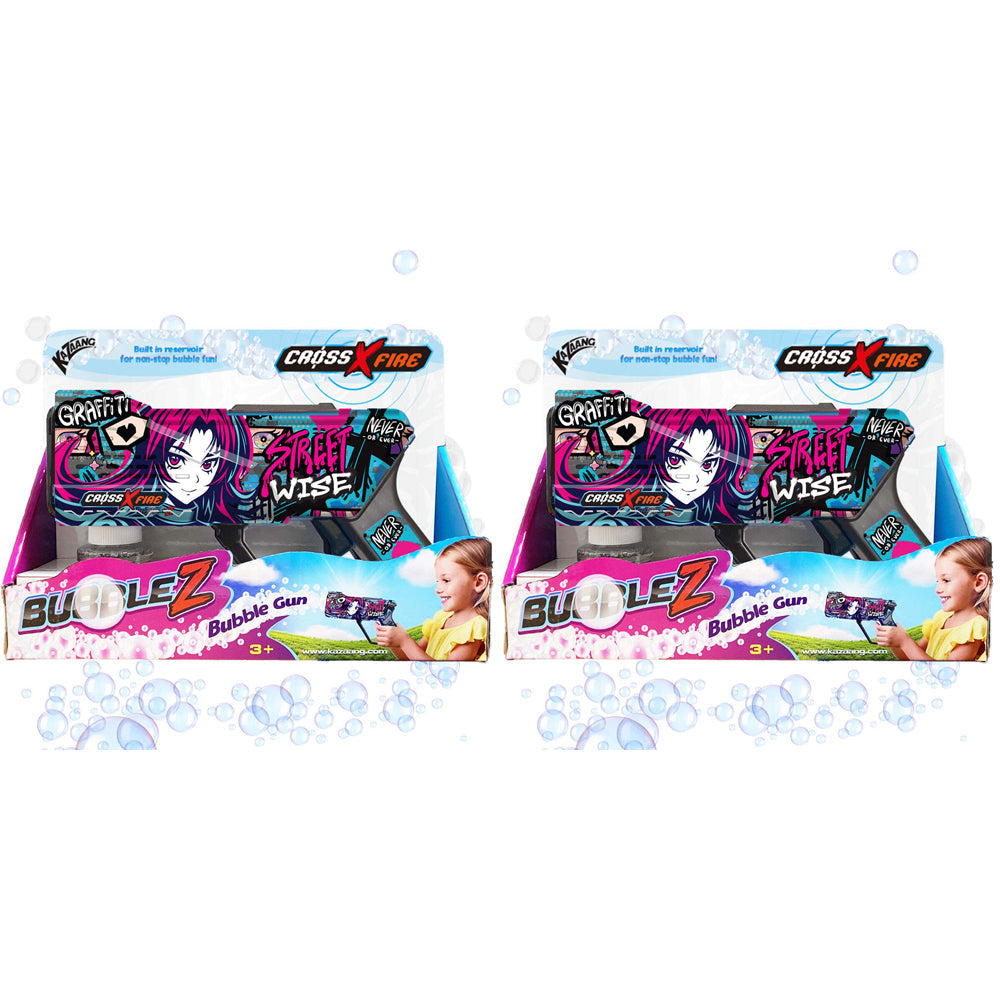 Kazaang CrossXFire BubbleZ Gun Kids/Children Outdoor Fun Toy Streetwise 3y+ (2 Pack)