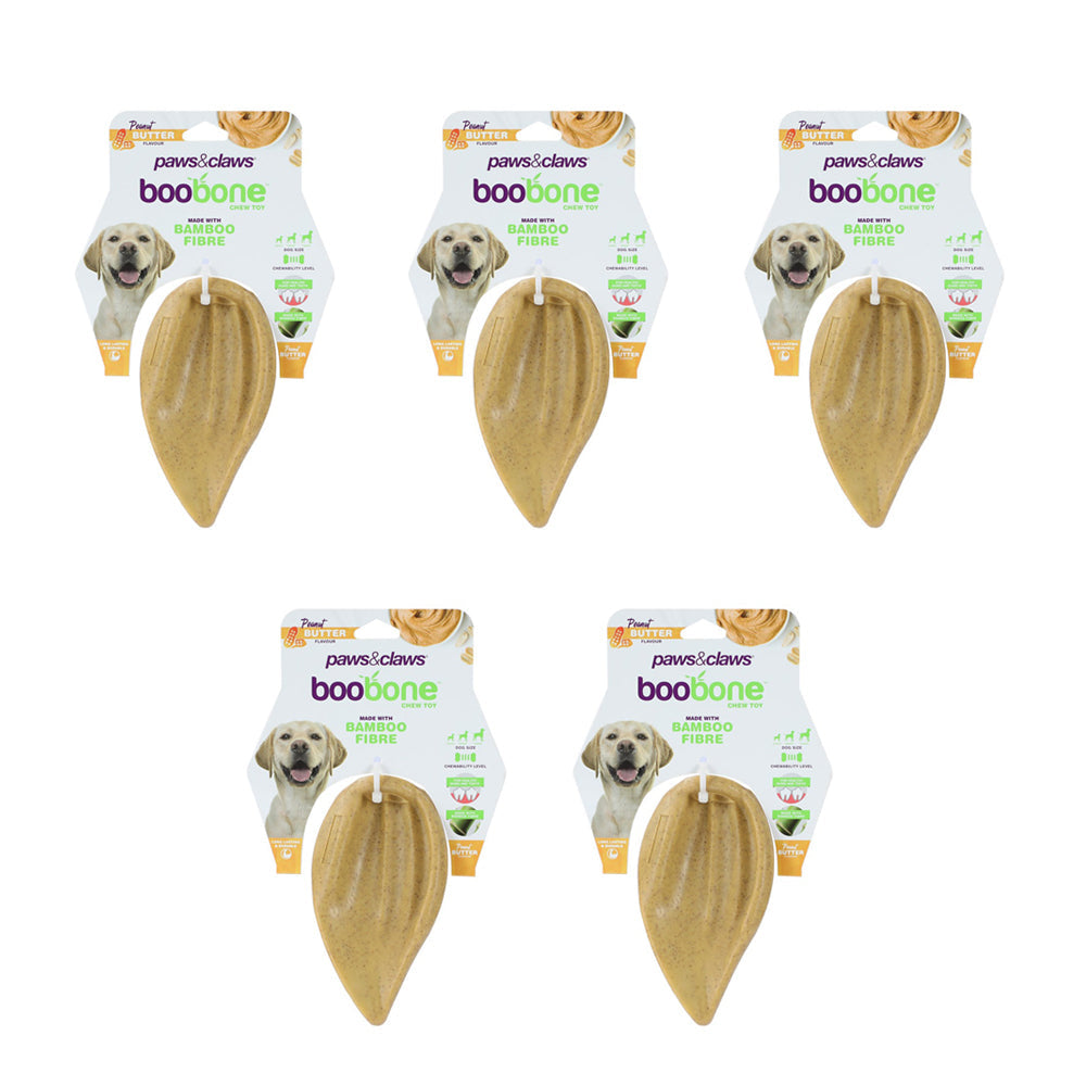 Paws and Claws BooBone 16cm Pigs Ear Chew Toy - Peanut Butter (5 Pack)