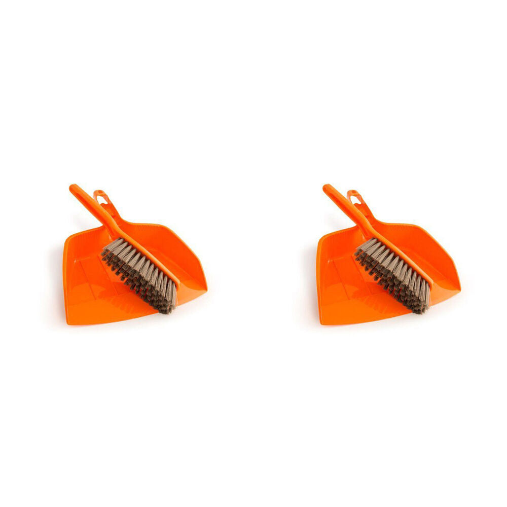 Agboss Domestic Use Plastic Dustpan And Brush 29x25x8cm Orange (2 Pack)