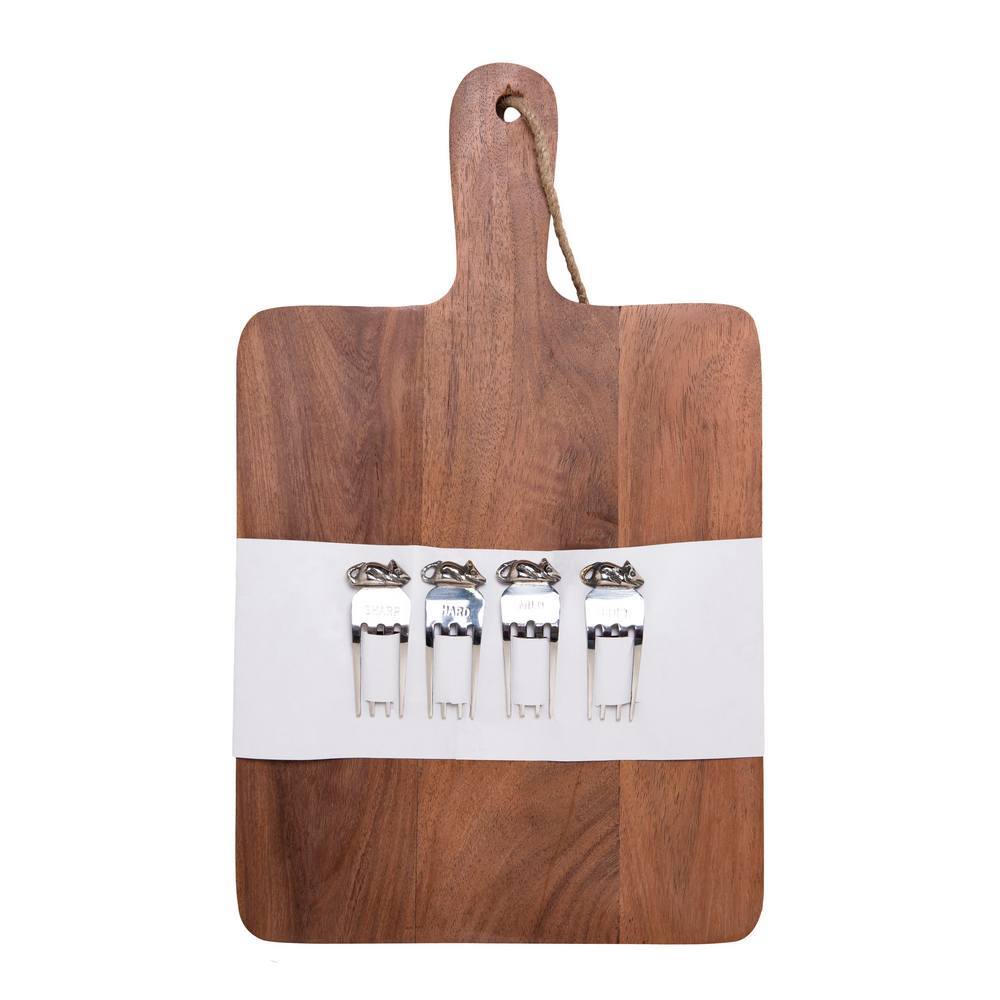 J. Elliot Rella 38cm Natural Wood Cheese Board/Silver Stainless Steel Marker Set — image 4