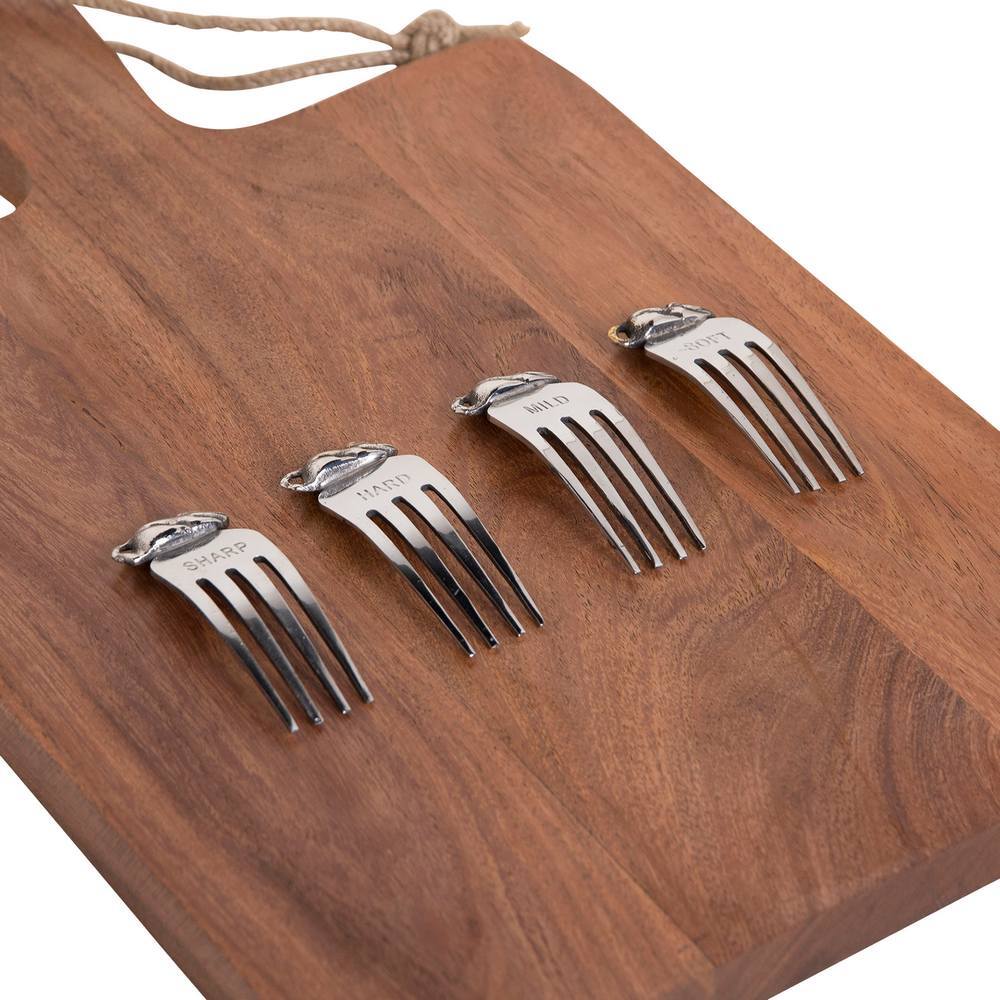 J. Elliot Rella 38cm Natural Wood Cheese Board/Silver Stainless Steel Marker Set — image 3