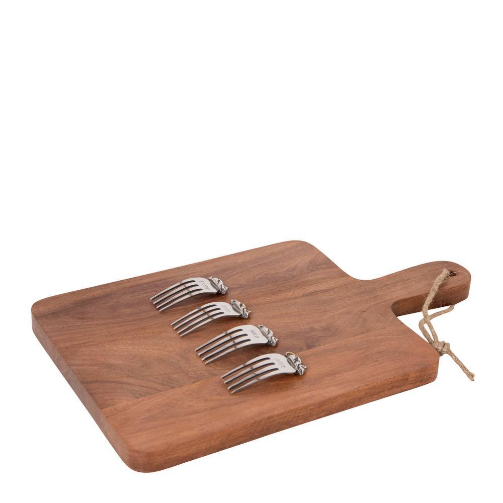 J. Elliot Rella 38cm Natural Wood Cheese Board/Silver Stainless Steel Marker Set — image 2