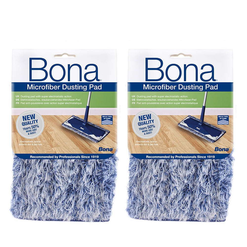 Bona Microfibre Dusting Pad for Floor Mop Cleaning/Dust Washable/Reusable (2 Pack)