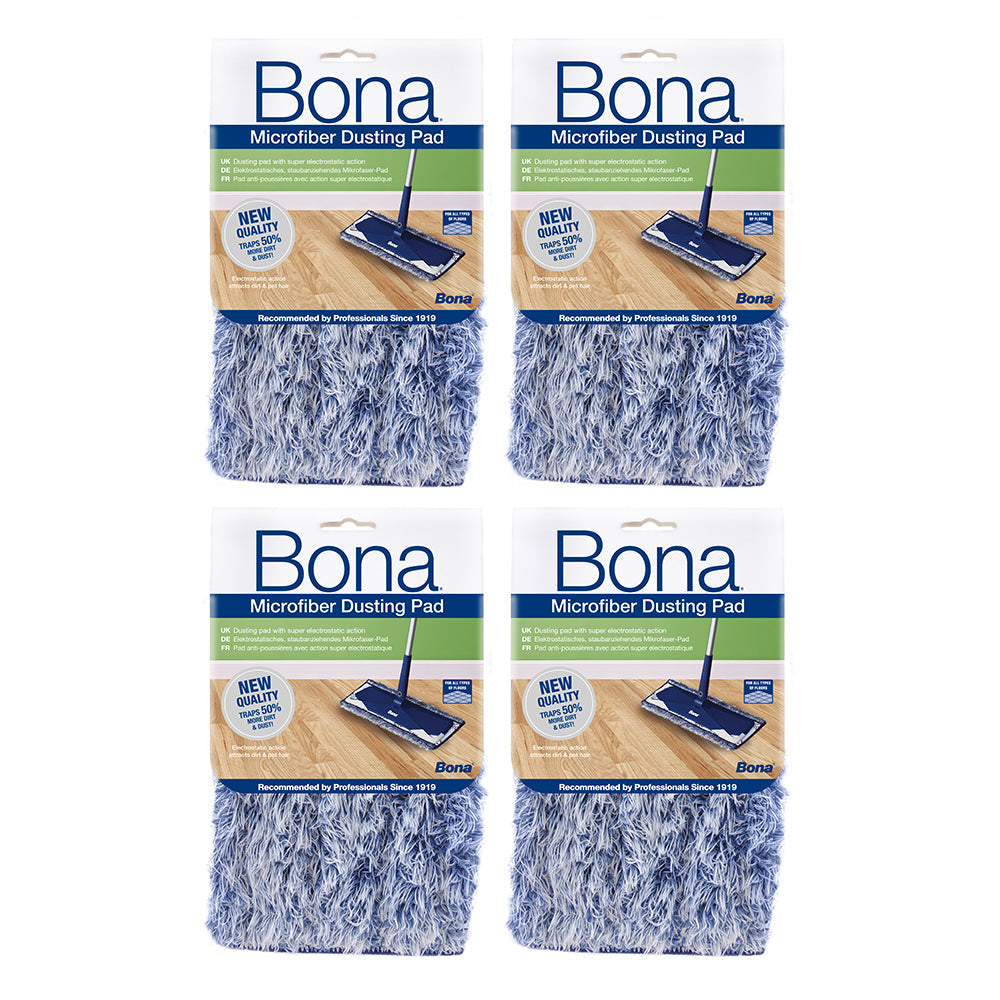 Bona Microfibre Dusting Pad for Floor Mop Cleaning/Dust Washable/Reusable (4 Pack)