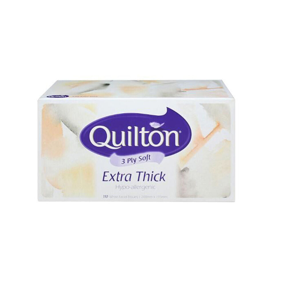 Quilton 12PK 3 Ply Facial Tissues 110pc Hypo-Allergenic Soft Durable Pack 1320pc — image 2
