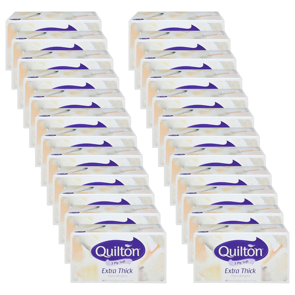 Quilton 110pc Quilton 3 Ply Facial Tissues Boxed 20x19.5cm Hypo-allergenic White (24 Pack)