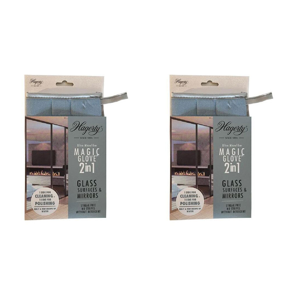 Hagerty Cleaning Products Microfibre Glass and Mirror Shining Hand Gloves (2 Pack)