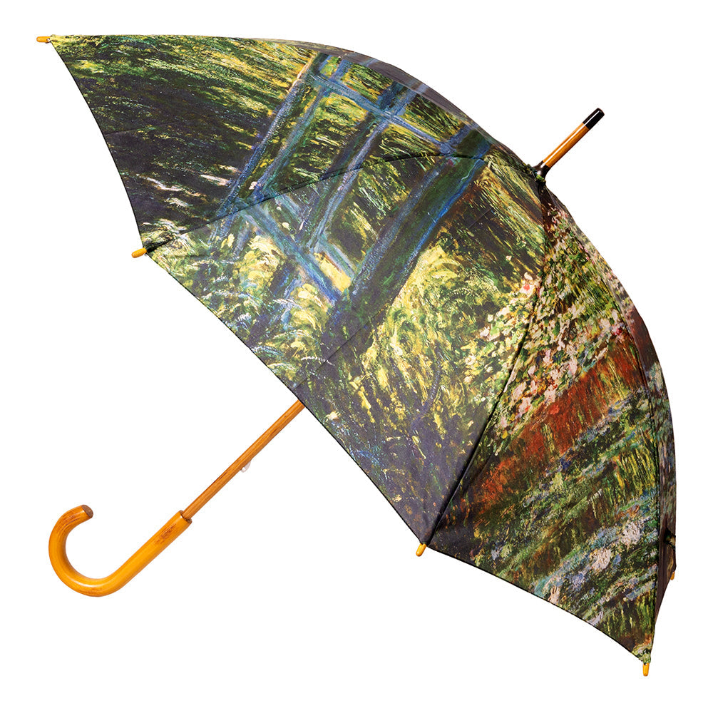 Clifton Women's Walking 103cm Wood Handle Windproof Umbrella Water Lily Pond — image 4