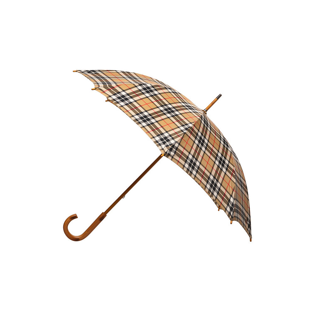 Clifton Womens Walking 103cm Wood Handle Windproof Umbrella Thomson Camel Tartan