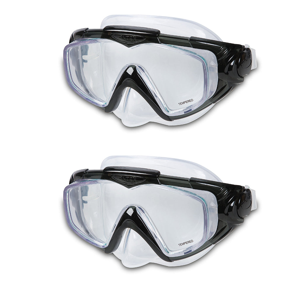 Intex Aqua Flow Sport Silicone Aqua Snorkel Mask Swimming Goggles 14y+ Asst. (2 Pack)