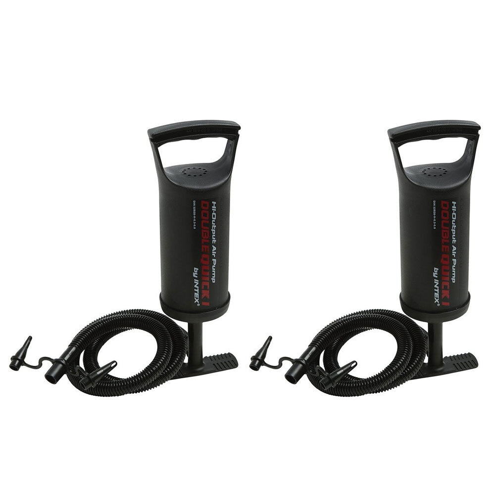 Intex Double Quick I Hand Pump for Air Bed/Mattress Inflatable Pool/Toy Black (2 Pack)