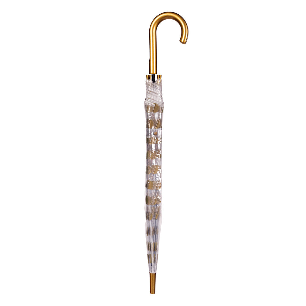 Clifton Women’s Walking 97cm Auto Open Clear Umbrella Sun/Rain Cover Gold Spots — image 2