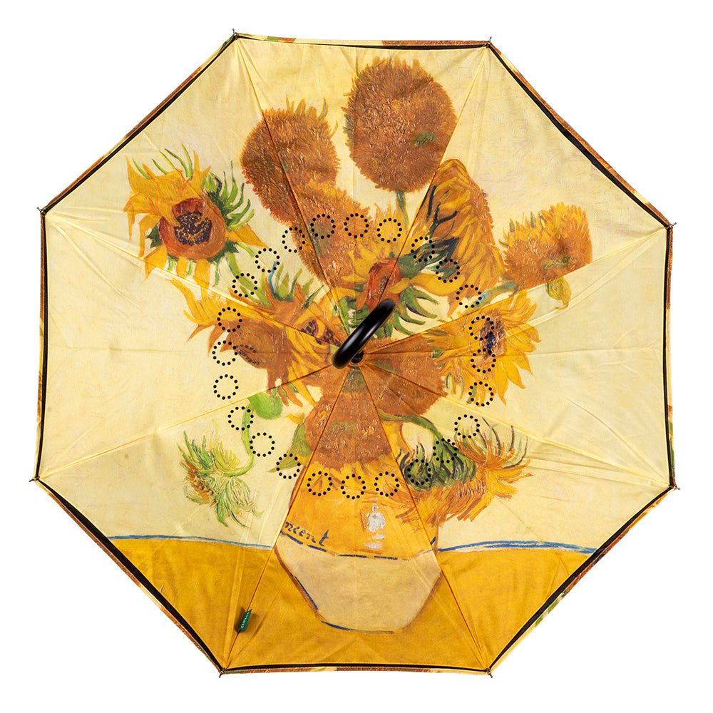 Clifton Outside-In Inverted 103cm Auto Close Umbrella UV Sun Shade Sunflowers — image 4