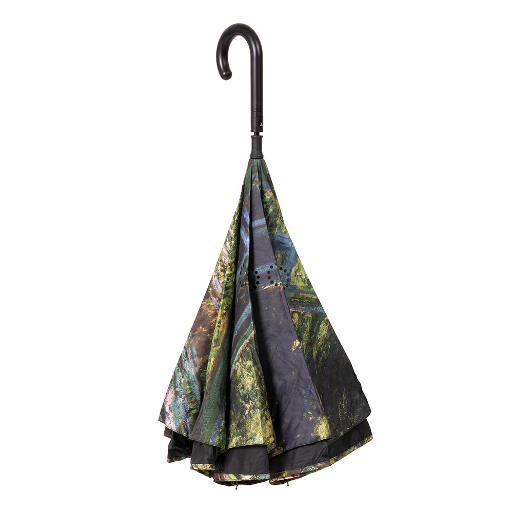Clifton Outside-In Inverted 103cm Auto Close UV Umbrella Pond of Water Lilies — image 3