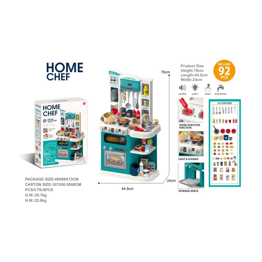 Abt Kids Home Chef Kitchen Playset w/ Light & Sound Toy Set 3Y+ (92 Pieces) — image 3