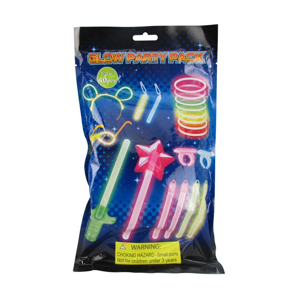 Abt 40pc ABT Glow Sticks Party Supplies Accessories Set Multicoloured (3 Pack) — image 2
